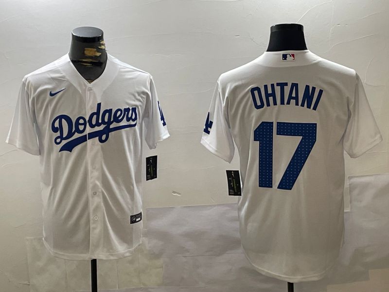 Men Los Angeles Dodgers #17 Ohtani White Game 2024 Nike MLB Jersey style 11203